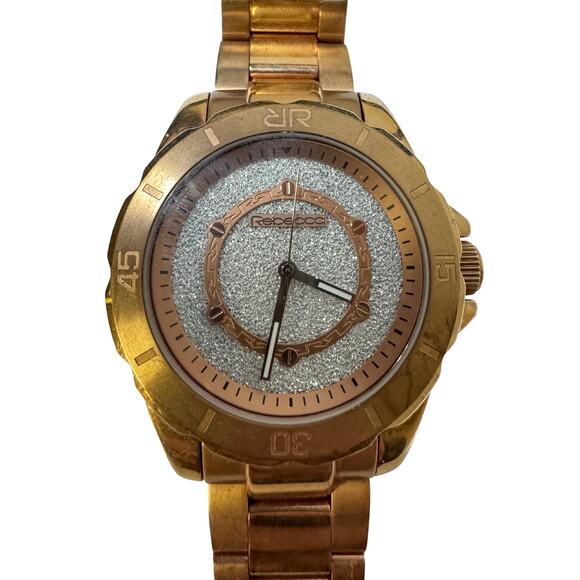 REBECCA Diamond Cluster Dial Rose Gold Tone Stainless Wristwatch unisex